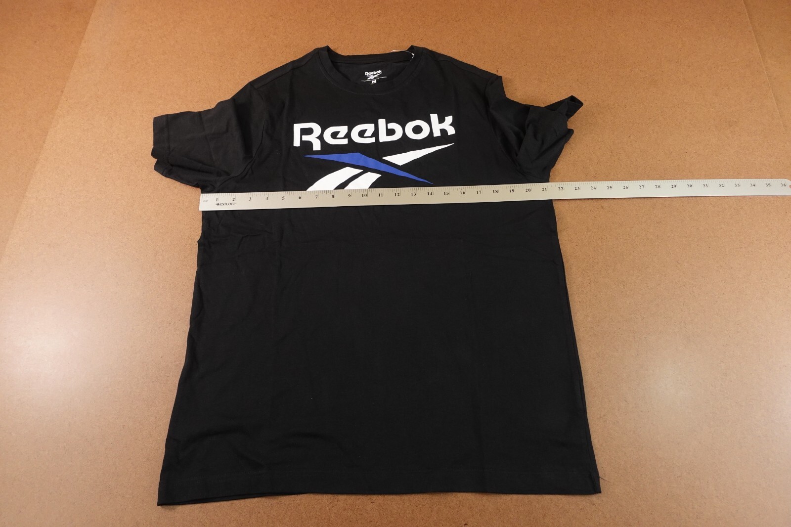 Reebok Mens Medium Black Short Sleeve Identity Big Stacked Logo T-Shirt NWT
