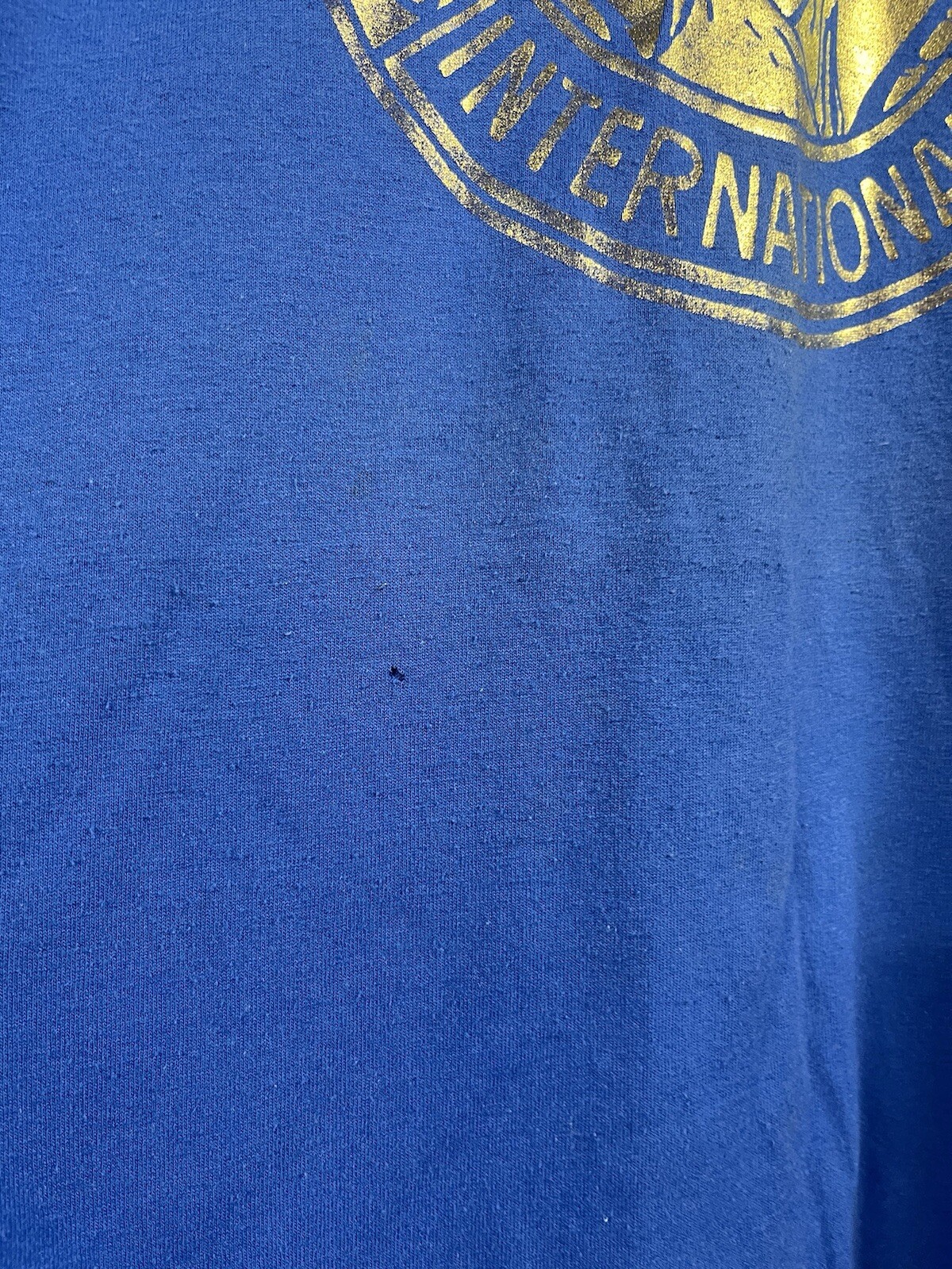 Vtg 80s Soroptimist International T Shirt Mens XXL Hanes Blue Gold Foil Graphic