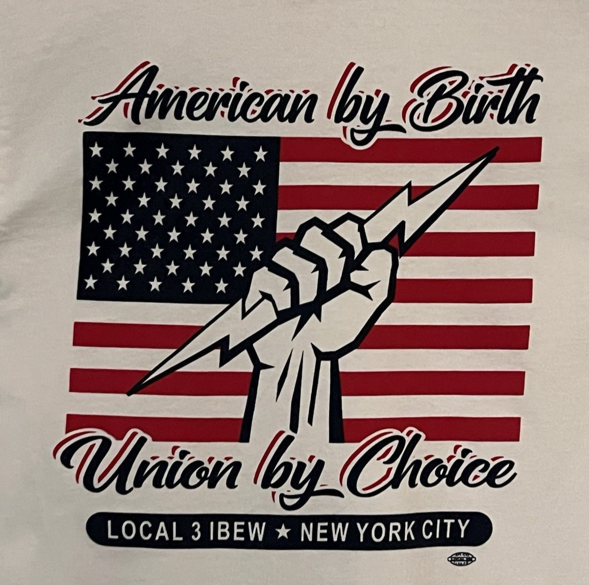 Bayside Local 3 Electrical Workers Union Double Sided White T-Shirt Size Small