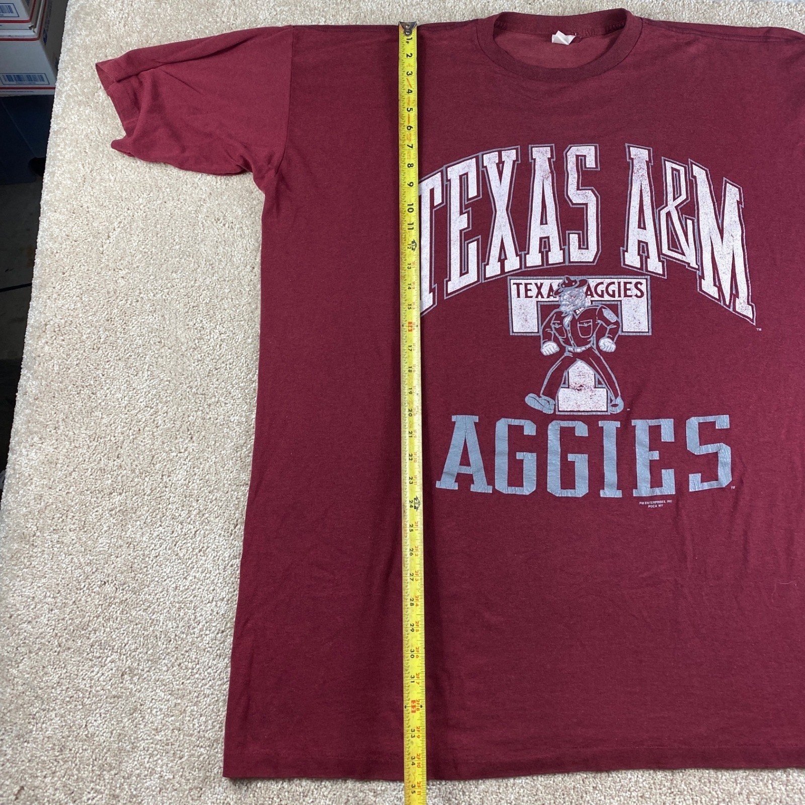 Vintage 90s Texas A&M Aggies Graphic T Shirt Maroon One Size Fits All 3XL – 4XL