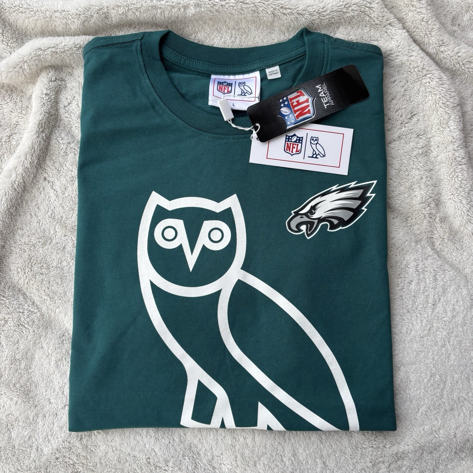 OVO x NFL Philadelphia Eagles OG Owl Green Tee – S / M / L – New – Authentic
