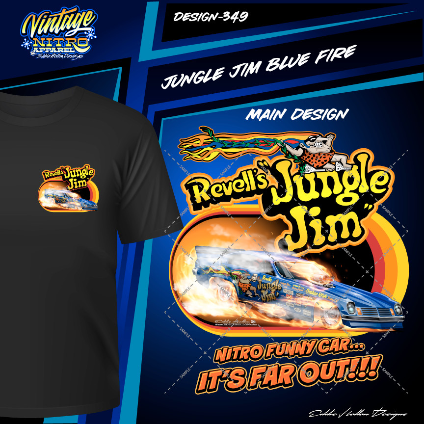Jungle Jim Blue Vega on fire Vintage style T-Shirt (349) T-Shirt