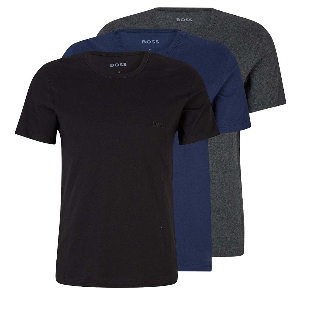 BOSS Mens T-Shirts Crew Neck Shirt Short Sleeve Choice of Colour Pure Cotton 3 Pack