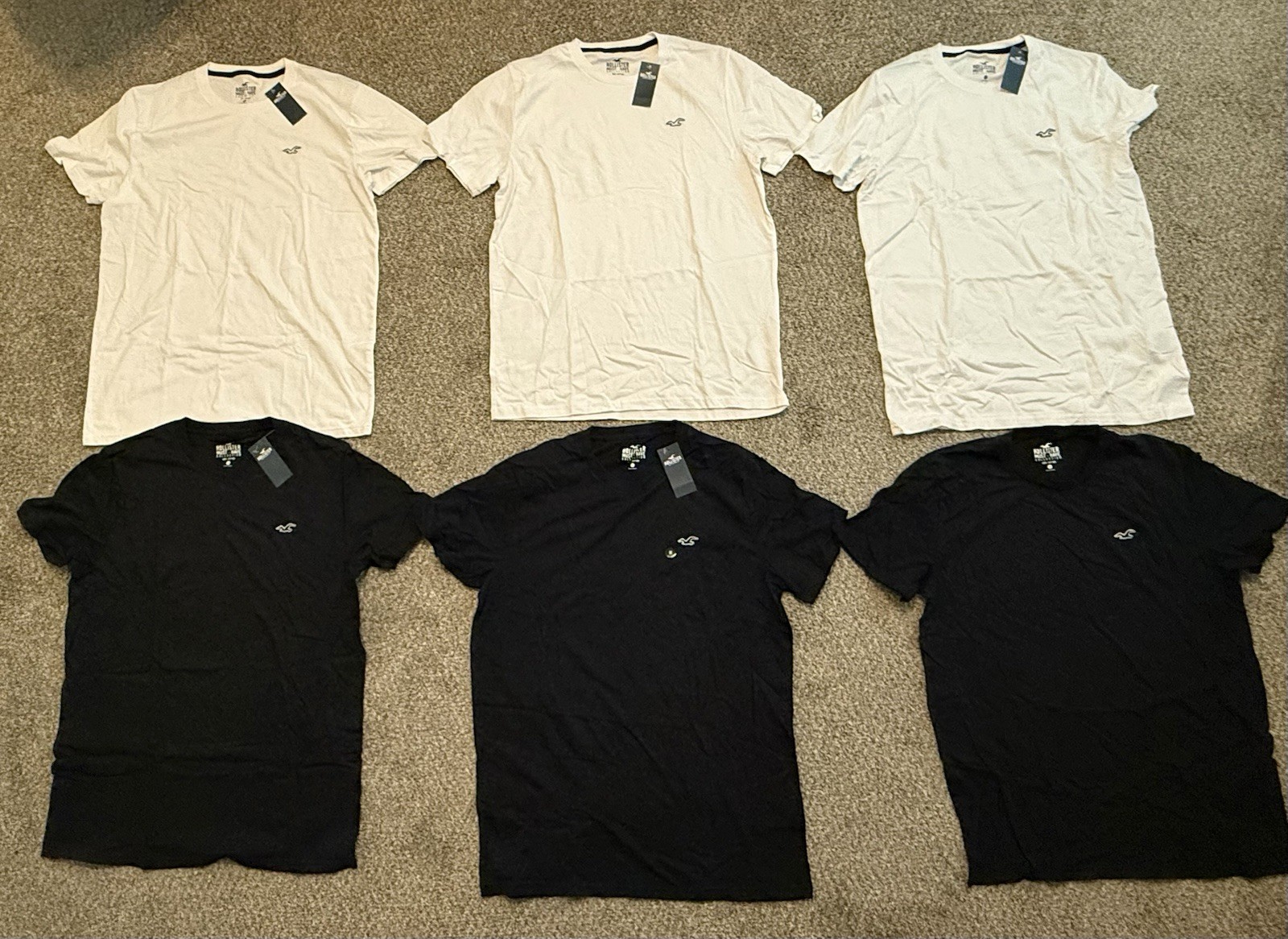 Hollister MUST HAVE Collection Crewneck T Shirts Pack of 6 Mens MEDIUM