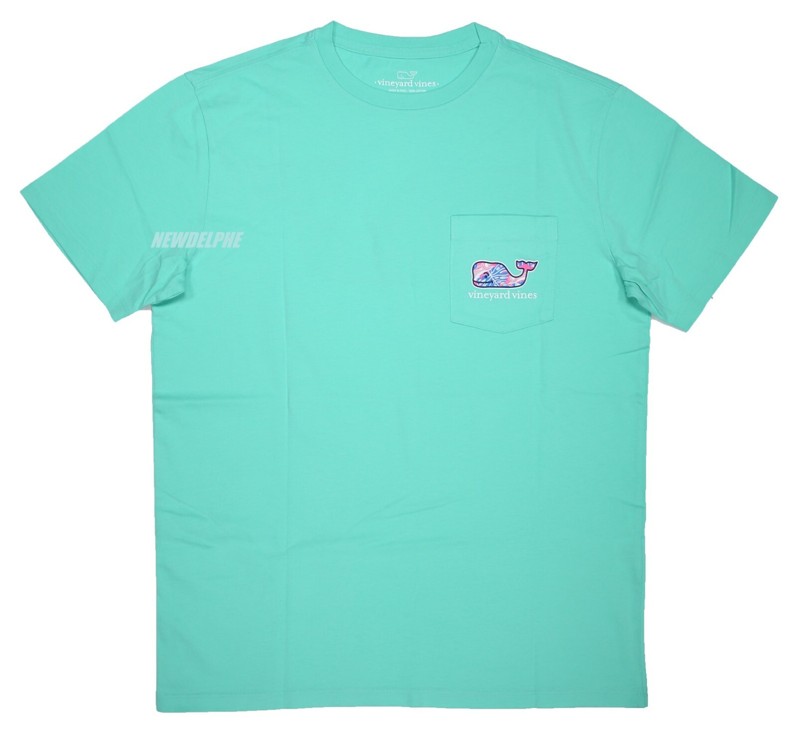 NWT Vineyard Vines Men SS Whale Pocket Crew T-Shirt Tee « SENDFISH & LEAVES WHL »