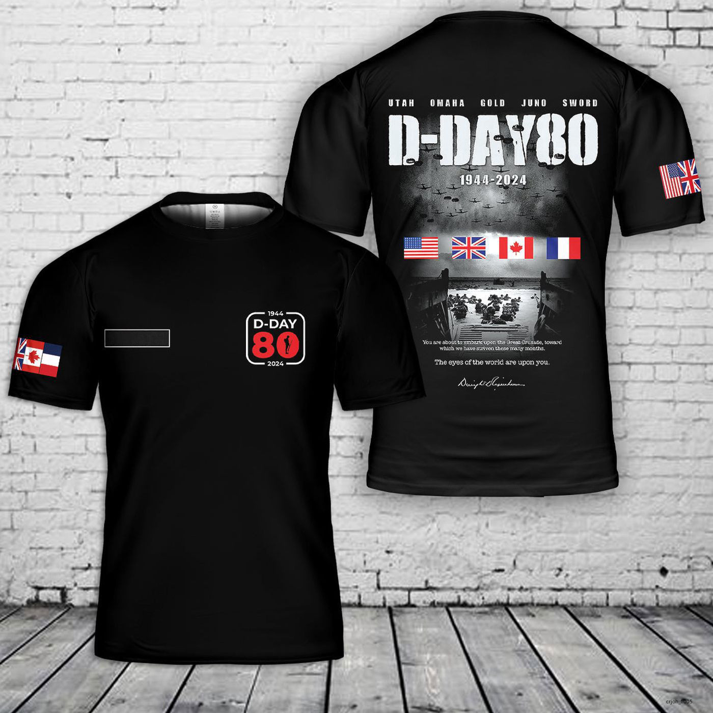 Custom Name 80th anniversary of D-Day T-Shirt 3D Fullsize