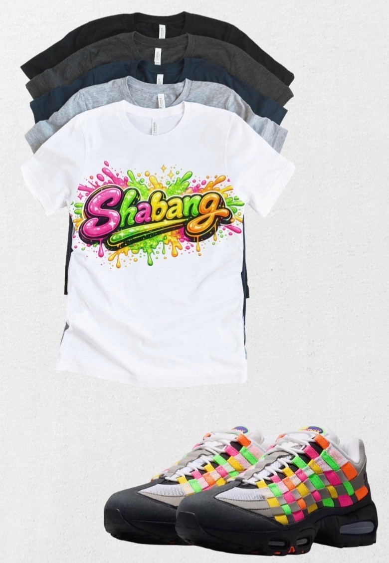 Custom Printed T-shirt To Match Shabang BB Max 95 OG Woven Multicolored Sneaker