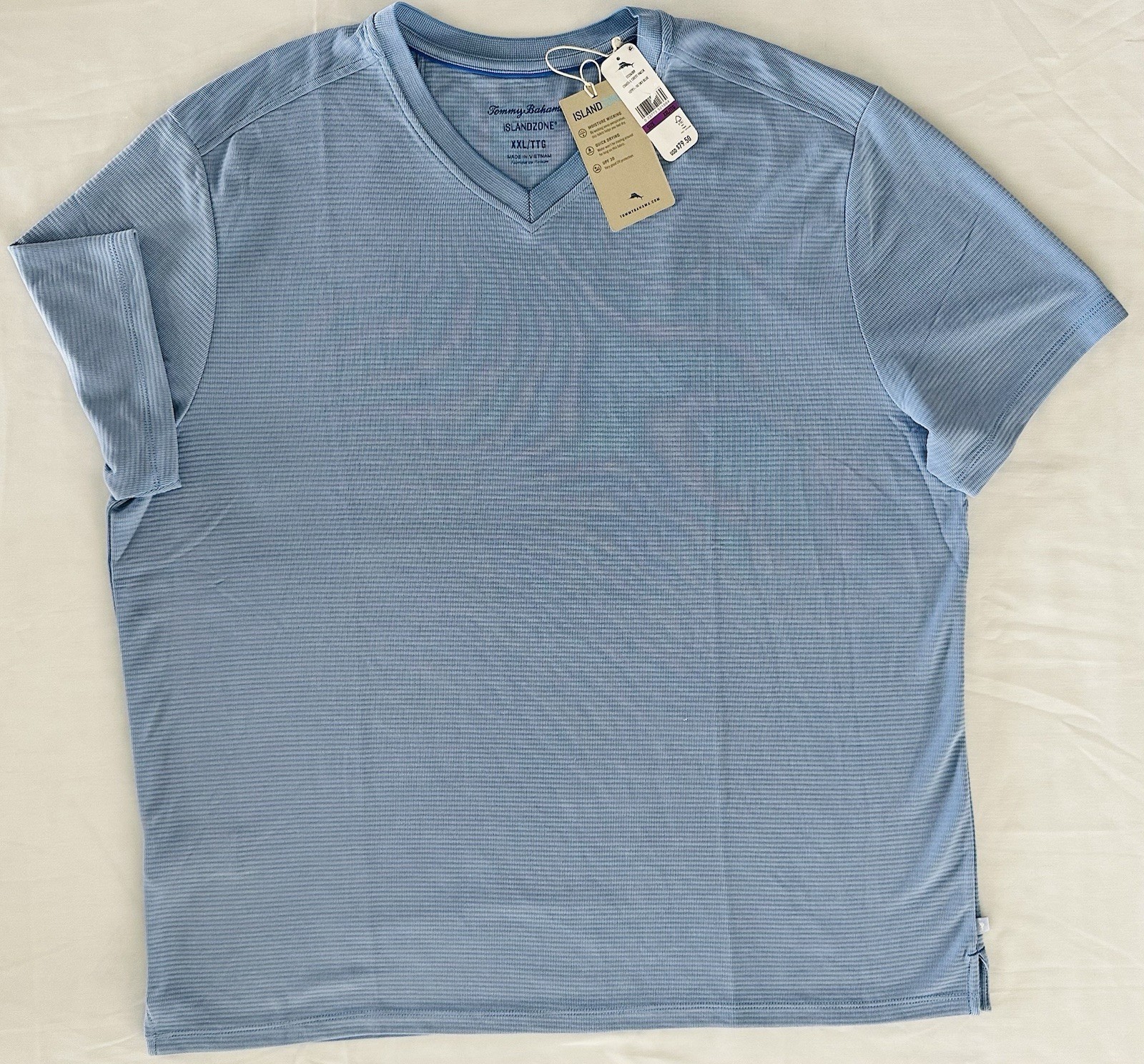 Tommy Bahama Men&rsquo;s Island Zone Coastal Crest V-Neck T-shirt XXL 2XL NWT Sky Blue