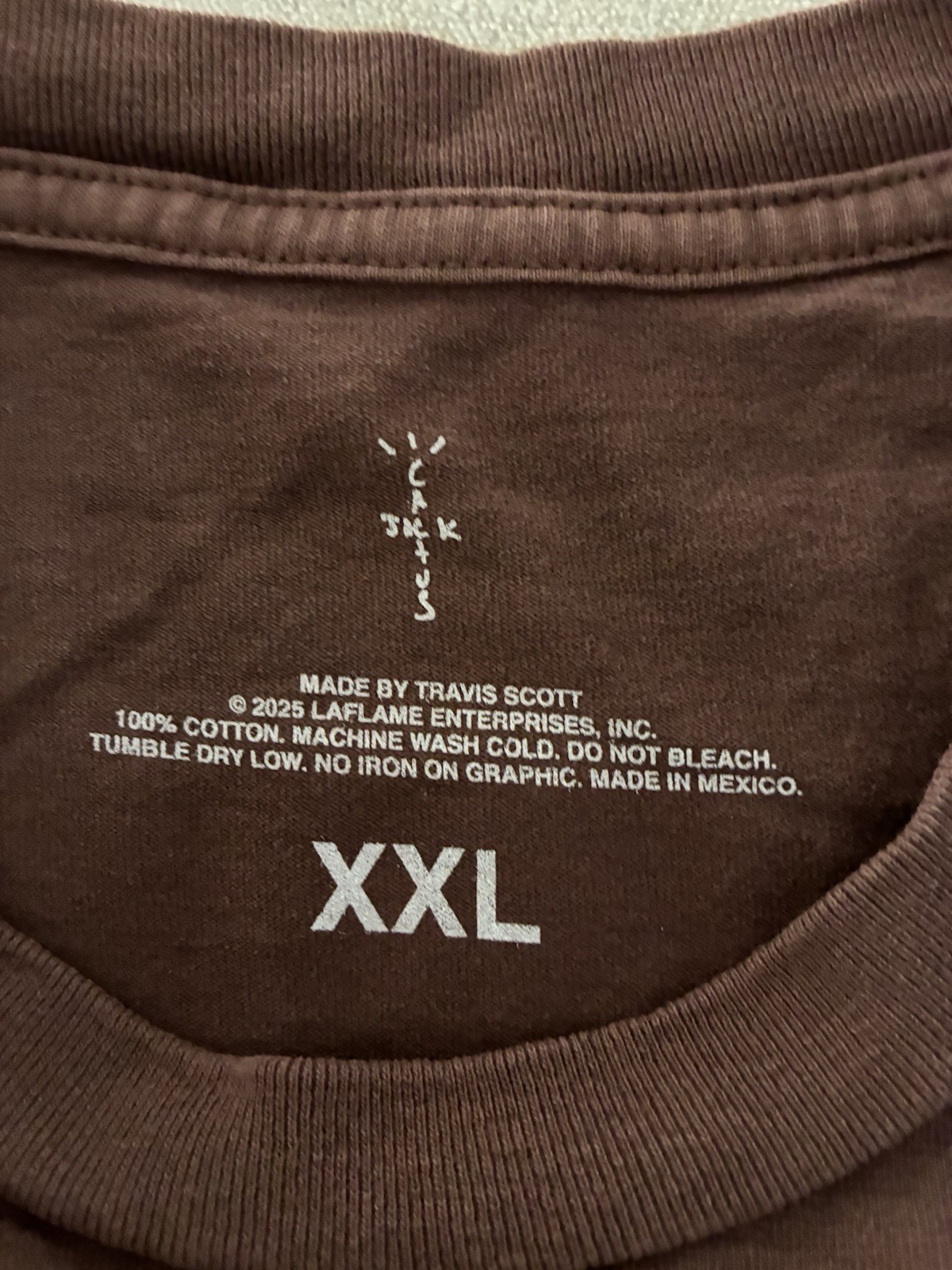 Travis Scott T Shirt XXL Brown JackBoys 2 A2 Tee NEW *hole