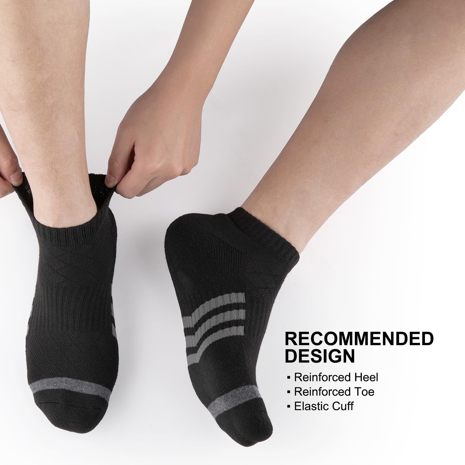 12 Pairs Men&rsquo;s Black Ankle Socks Low Cut Athletic Cushion