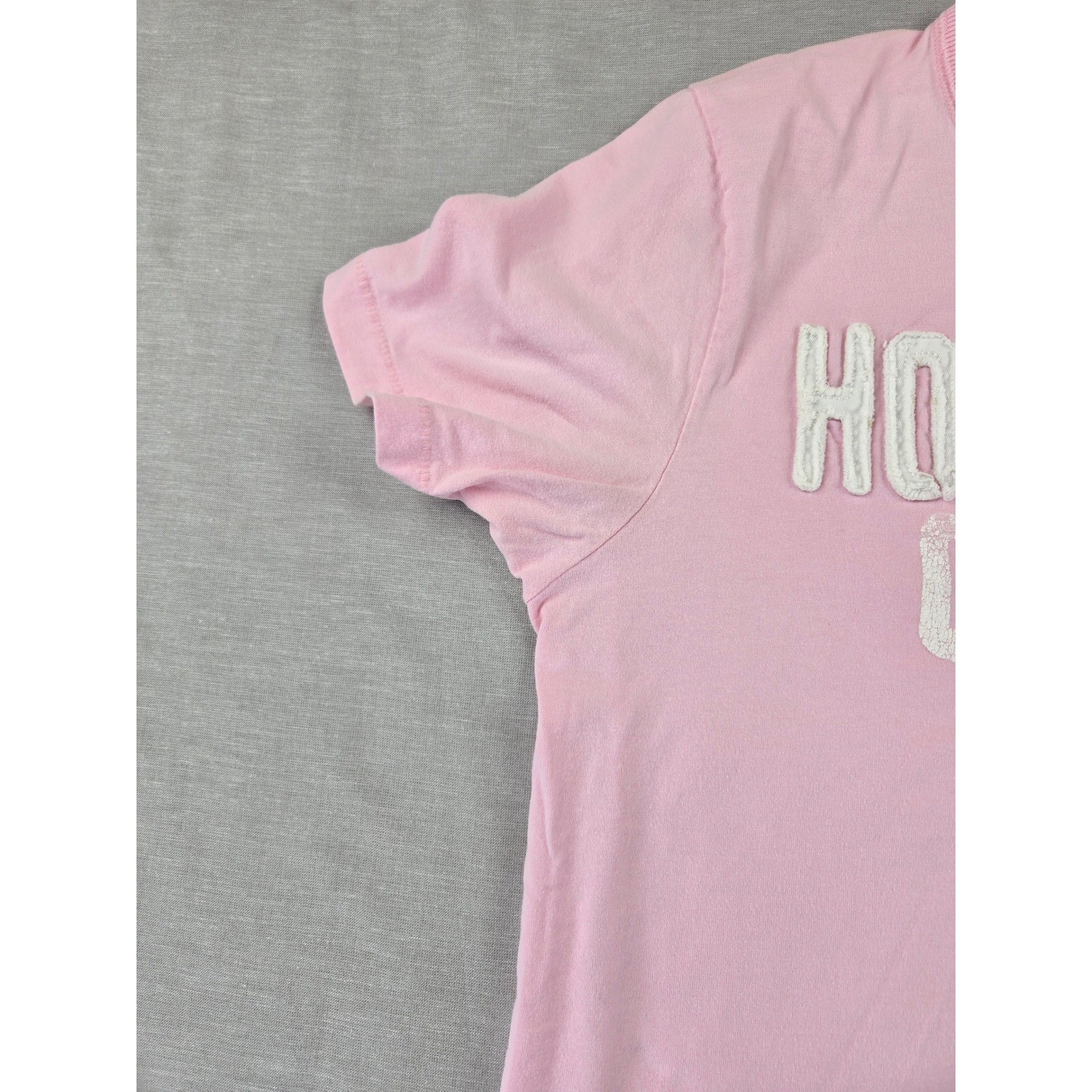 Hollister Mens Pink Graphic T-Shirt California Applique Logo Cotton Tee Large