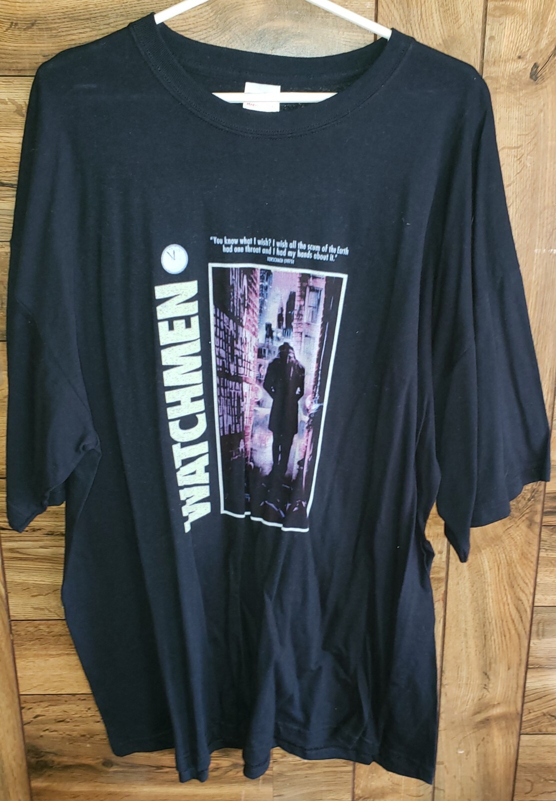 Vintage Mens Watchmen Rorschach Comic Movie Promo T-shirt DC Comics Black