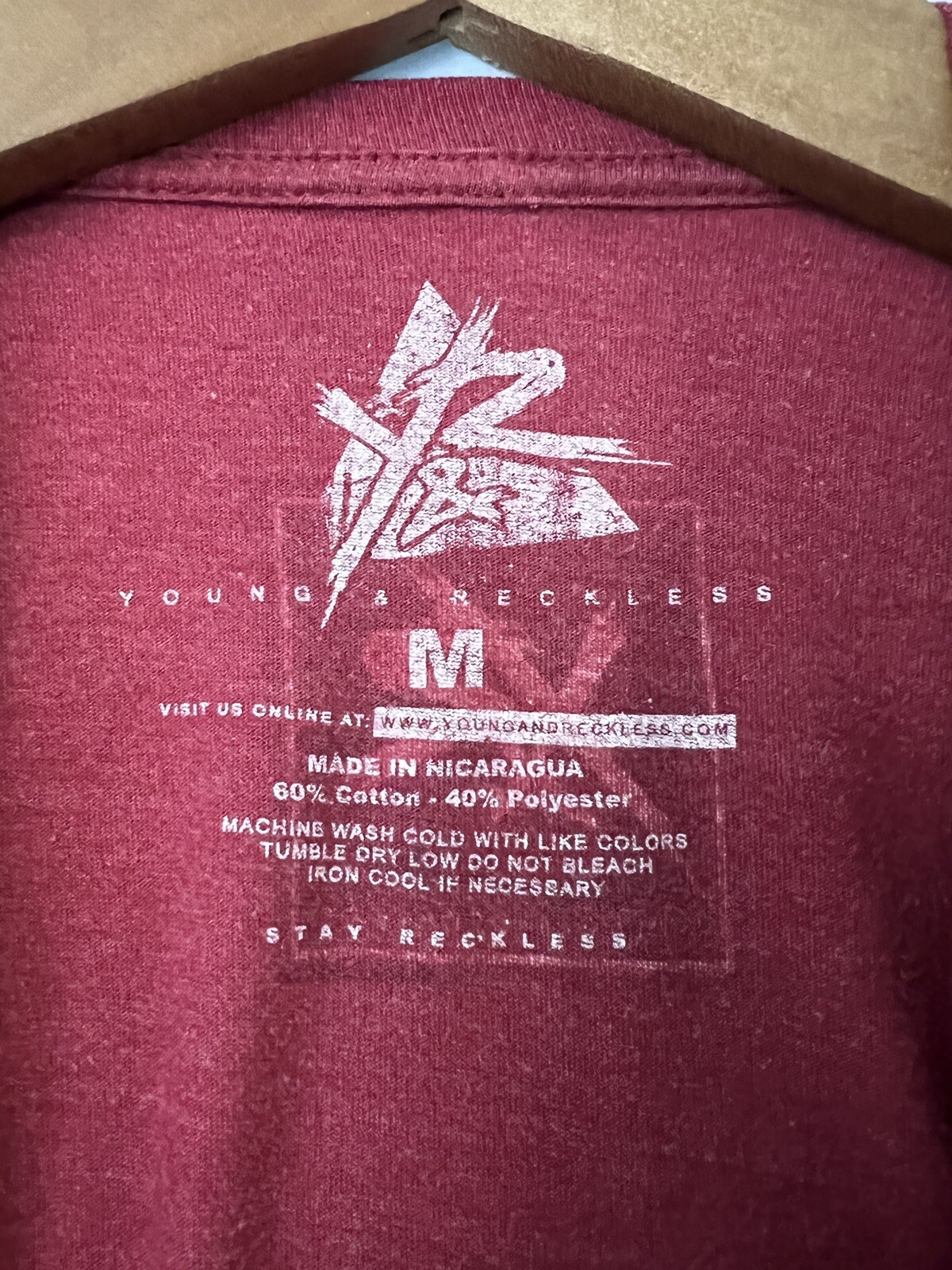 Young & Reckless Los Angeles T Shirt Men’s Sz M LA Maroon 60/40 Cotton/Poly