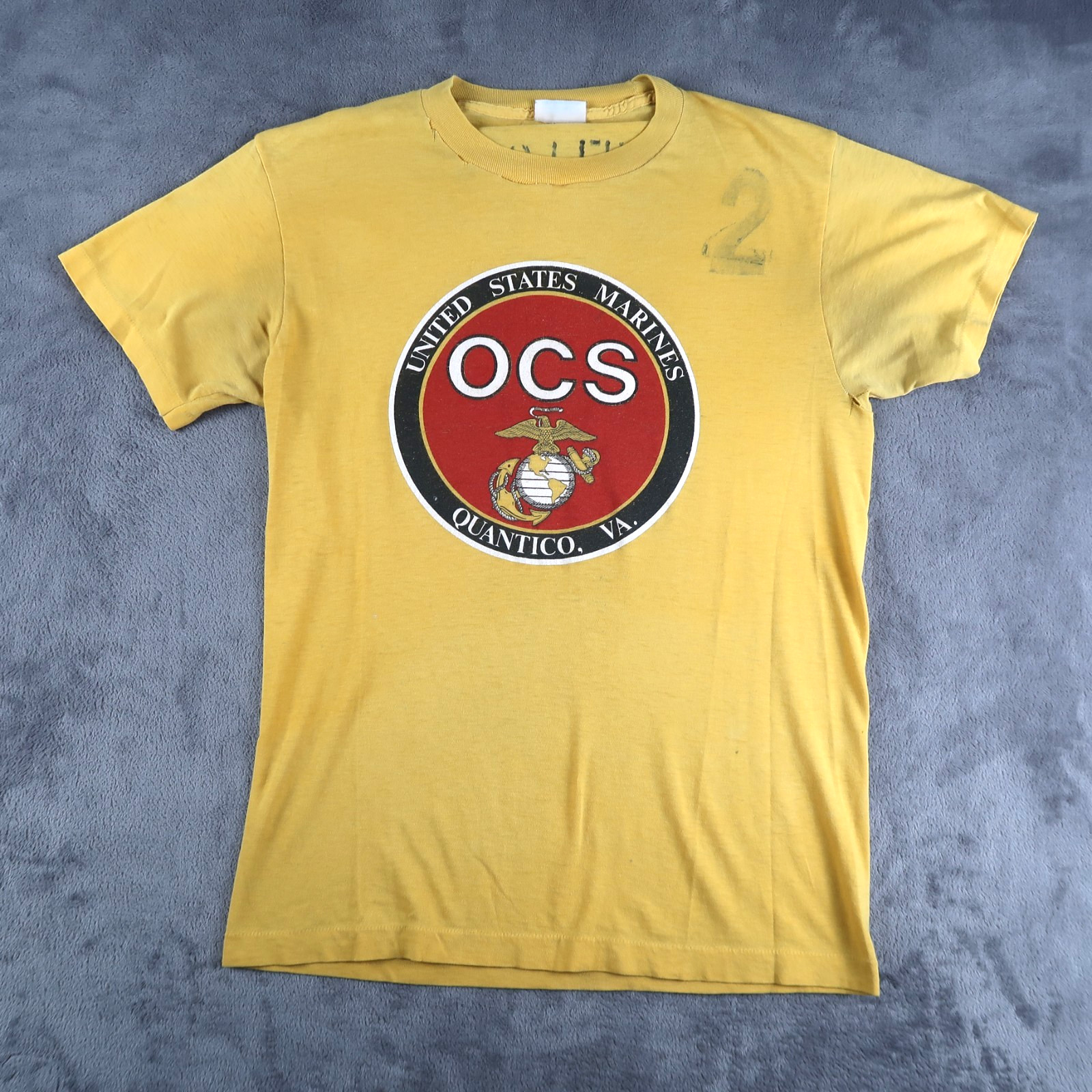 Vintage 80s US Marine Corps OSC T Shirt Made In USA Single Stitch Mens L Stencil