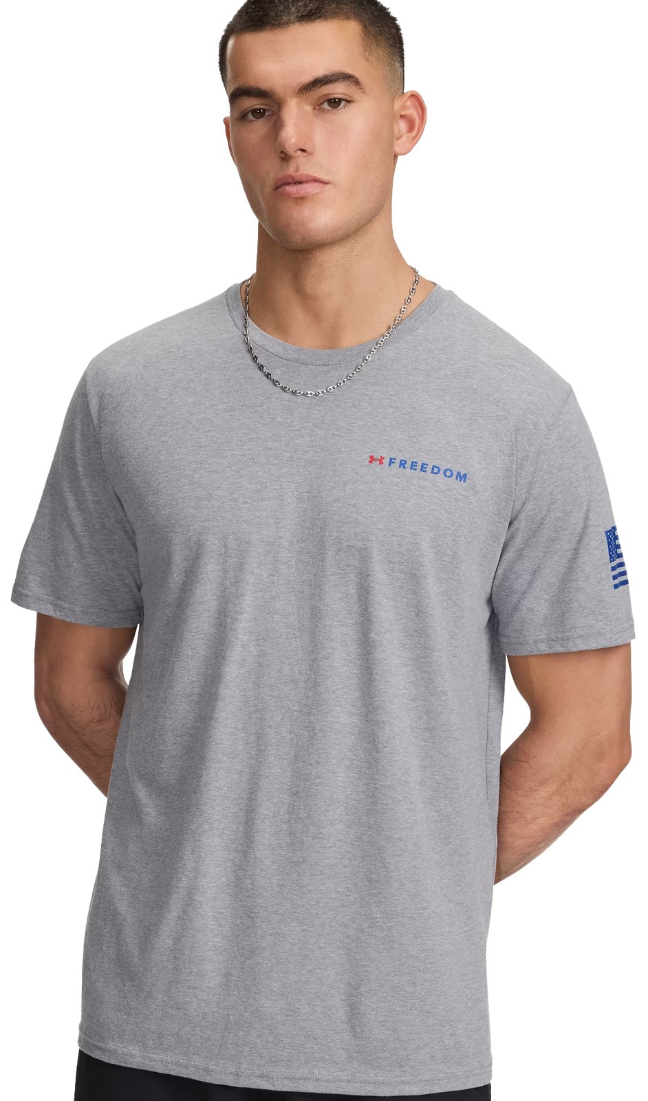 Under Armour Freedom Banner T-Shirt – Steel Light Heather / Royal – New