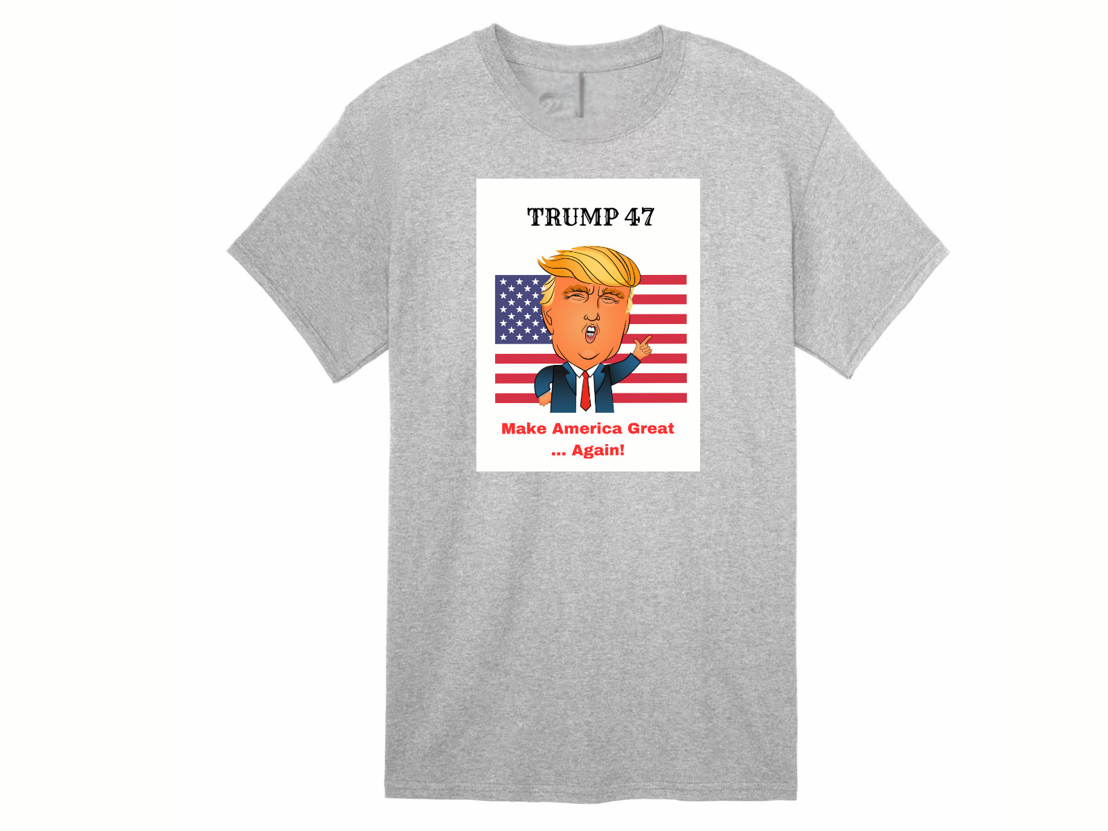 Funny Cartoon Donald Trump 47 T-shirt (with hair in option)