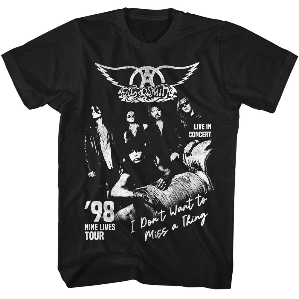 Aerosmith Nine Lives Tour 98 Live In Concert Men&rsquo;s T Shirt Rock Band Music Merch