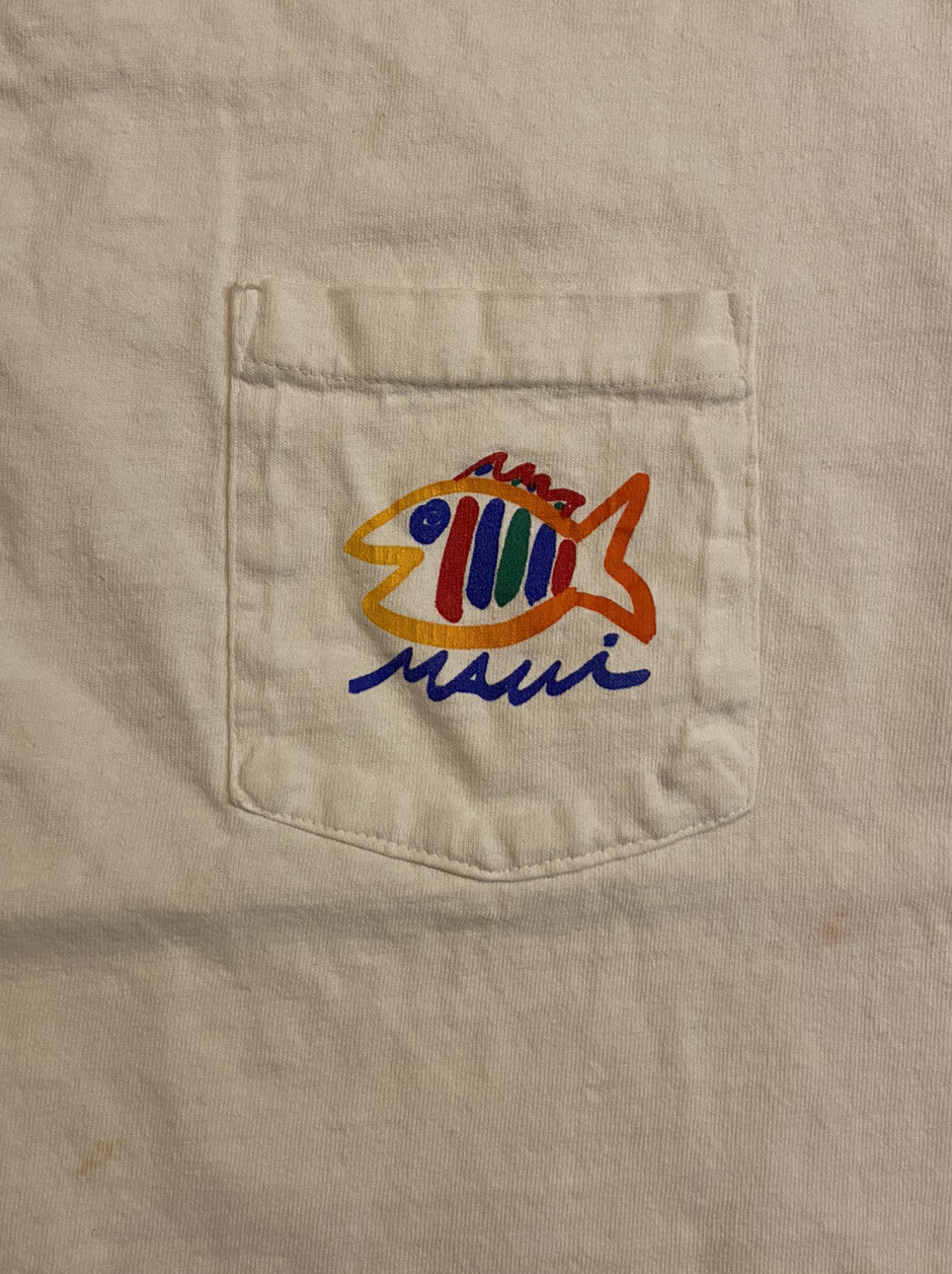 Maui Sgt. Leisure Men&rsquo;s T-Shirt Large Fish Graphic Spell Out Distressed Vintage