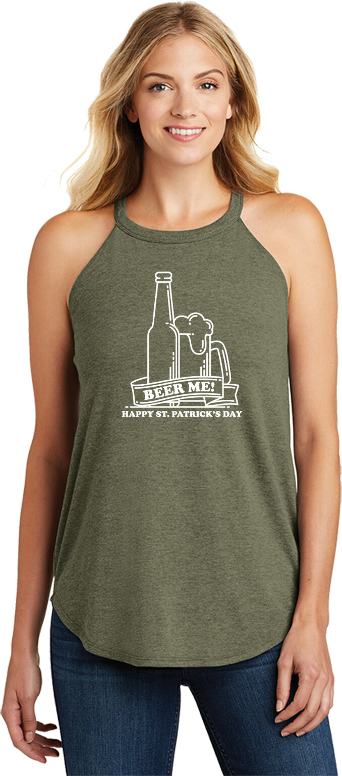 St Patricks Day Beer Me Ladies Tri Rocker Tank Top