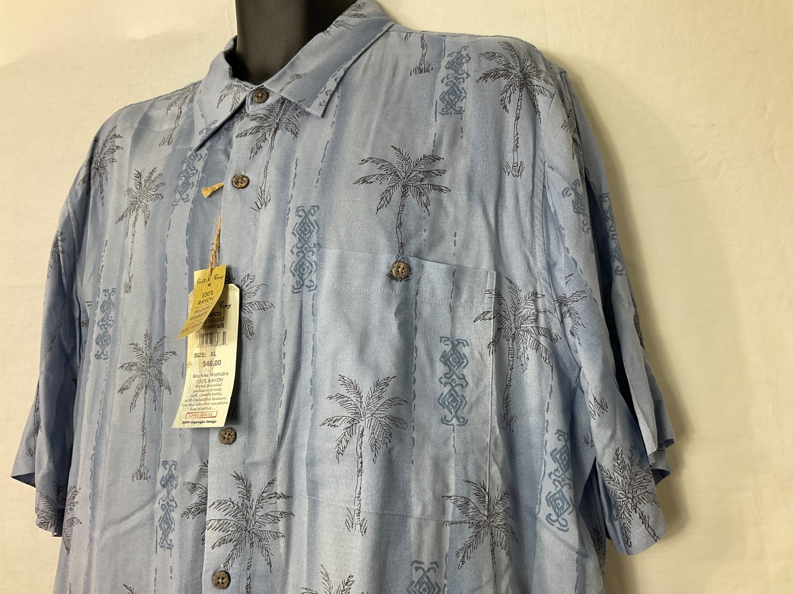 Batik Bay Light Blue Hawaiian Print Button Down Shirt Men&rsquo;s Size XL NWT