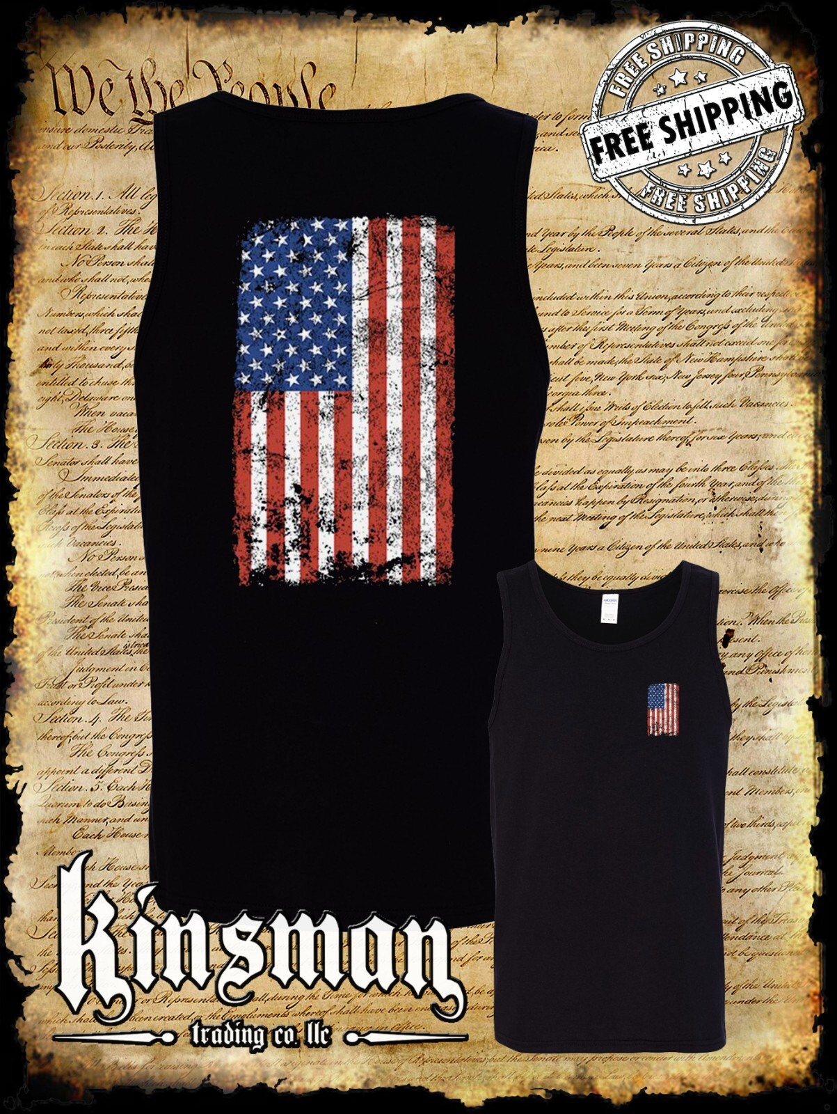 Distressed American US Flag 2-Sided Tank Top T-Shirt – Patriotic 4th of July USA