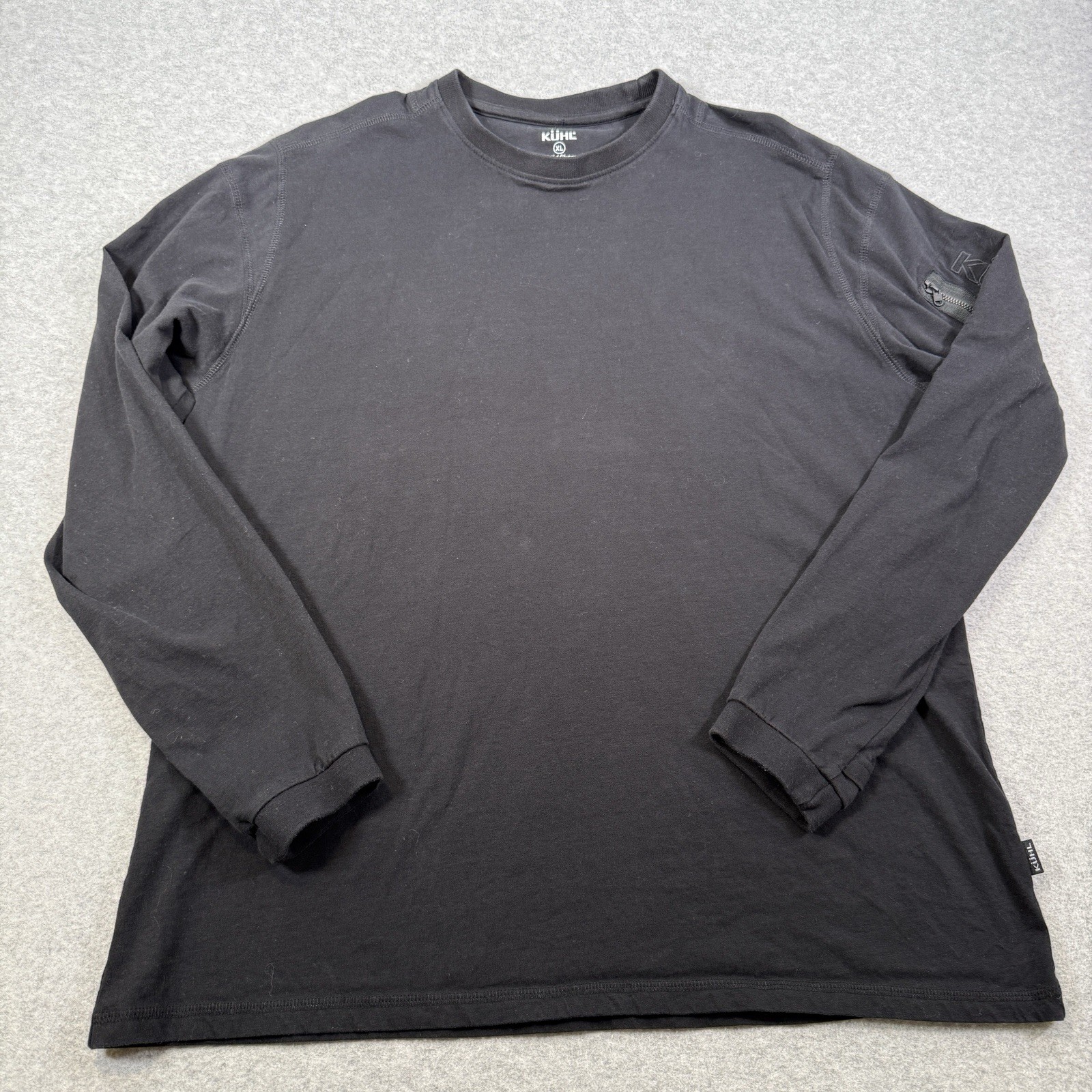 Kuhl Wildfibre Crew Neck T Shirt Black XL Zip Pocket on Sleeve Gorpcore Outdoor