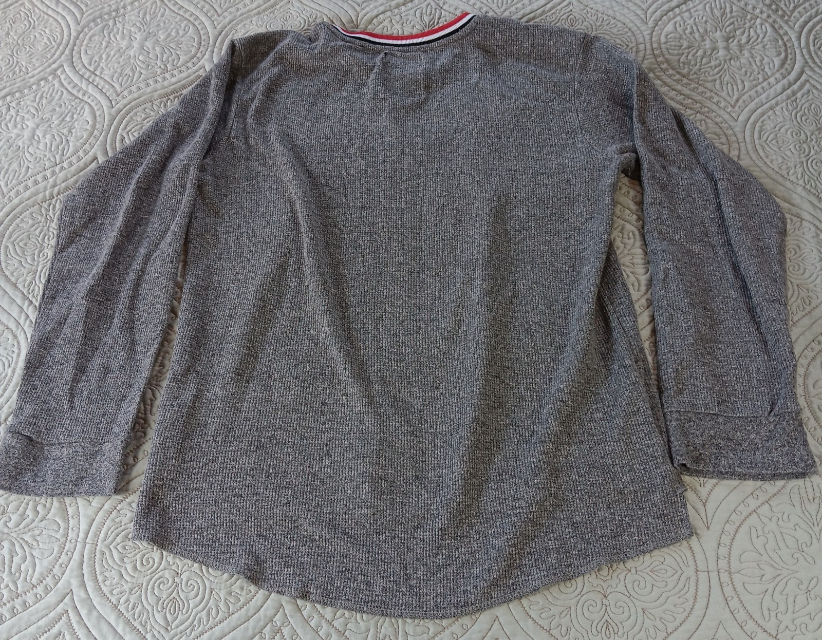 Ecko Unltd Thermal T Shirt Mens Med Heather Gray Waffle Knit Long Sleeve Rhino