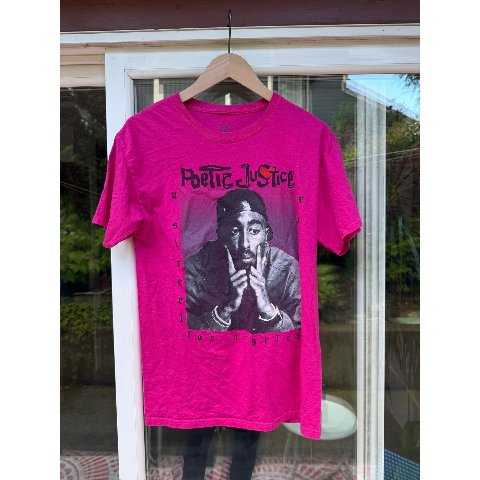 Poetic Justice Tupac Shakur Graphic T-Shirt Pink Mens Medium 2Pac Movie Tee
