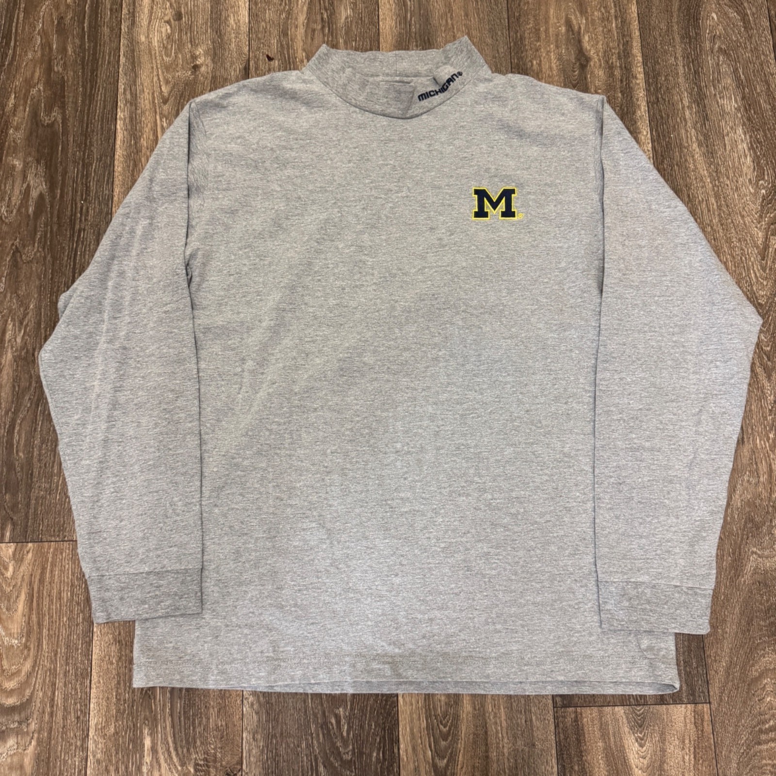 VTG Colosseum Michigan Wolverines Mock Neck Shirt Men&rsquo;s XL Gray Y2K Sportswear