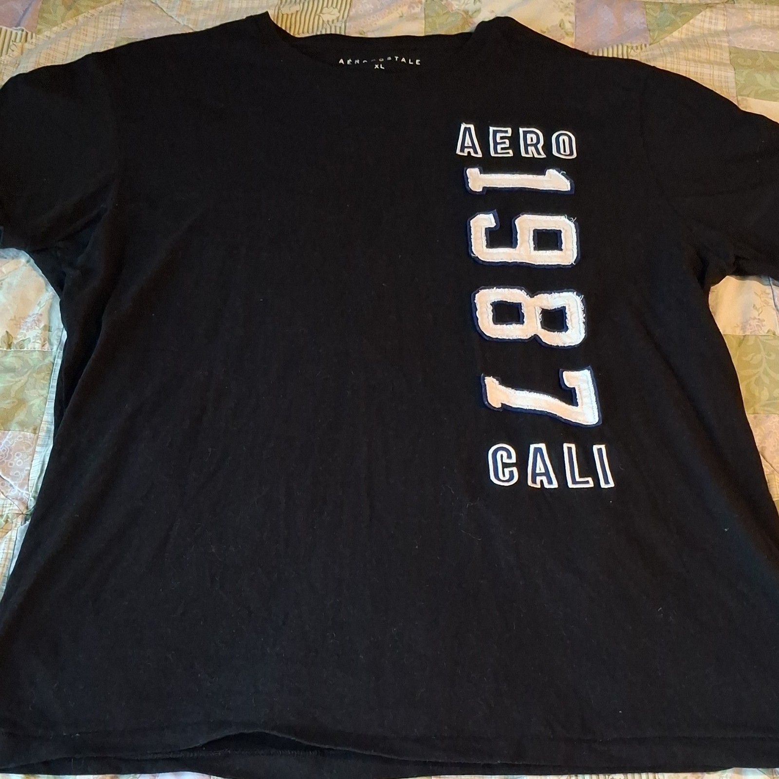 Aéropostale Men&rsquo;s XL Black AERO 1987 CALI Graphic Single Stitch T-shirt