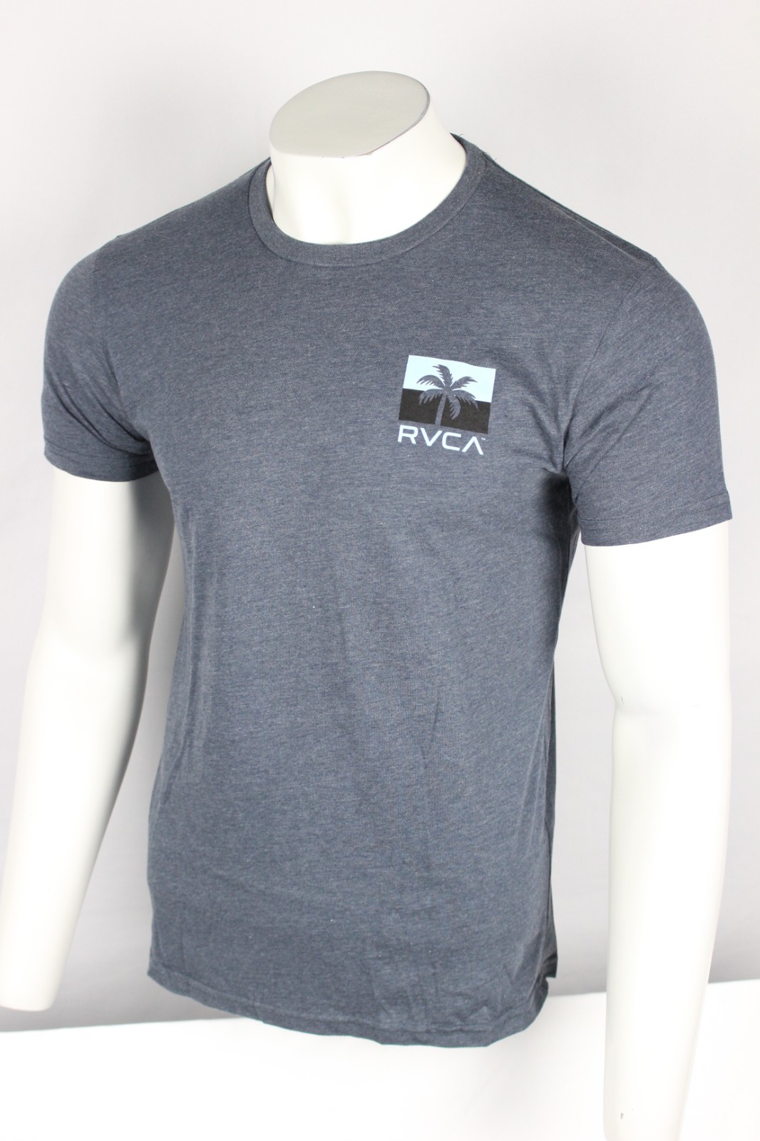 RVCA Men&rsquo;s Acute Graphic T Shirt Short Sleeve Blue Heather 50/50 Cotton / Poly