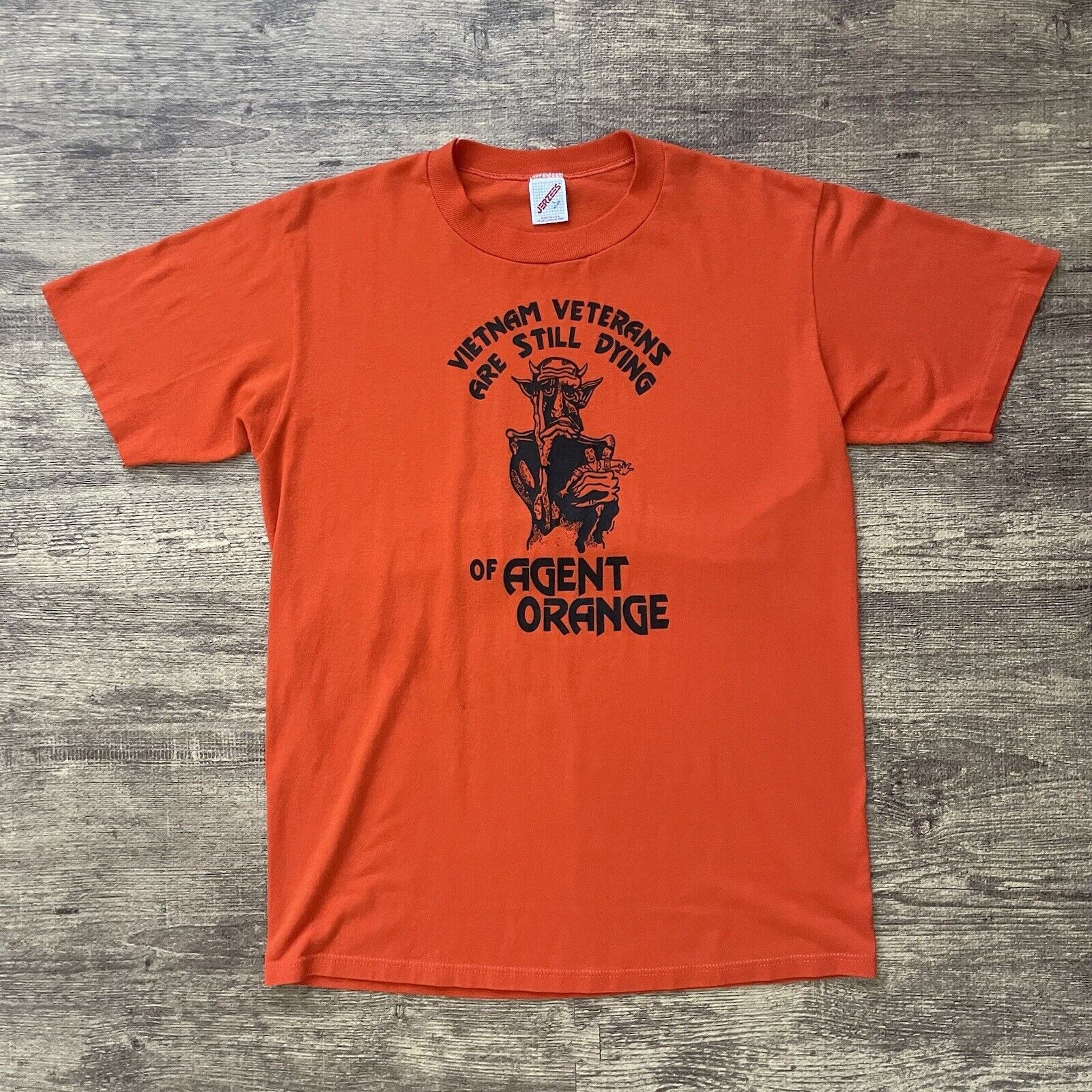 Vintage Agent Orange T-Shirt Size L Dioxin Vietnam War Pow Mia Single Stitch