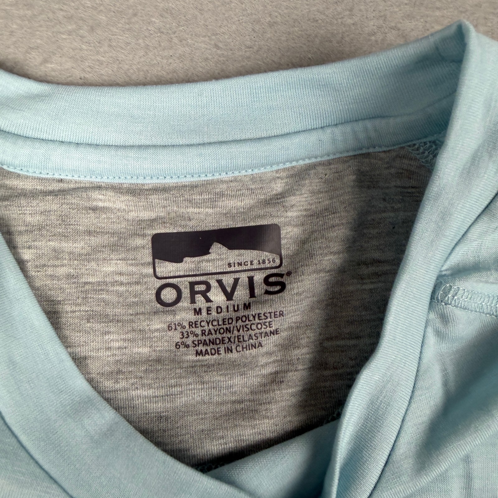 Orvis Shirt Mens Medium Blue DriCast Long Sleeve Crew Fly Fishing Rayon UPF50