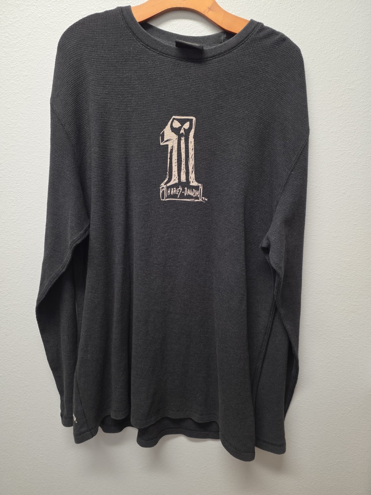 Harley-Davidson Men&rsquo;s XL Long Sleeve T-Shirt Black With Number #1 Skull