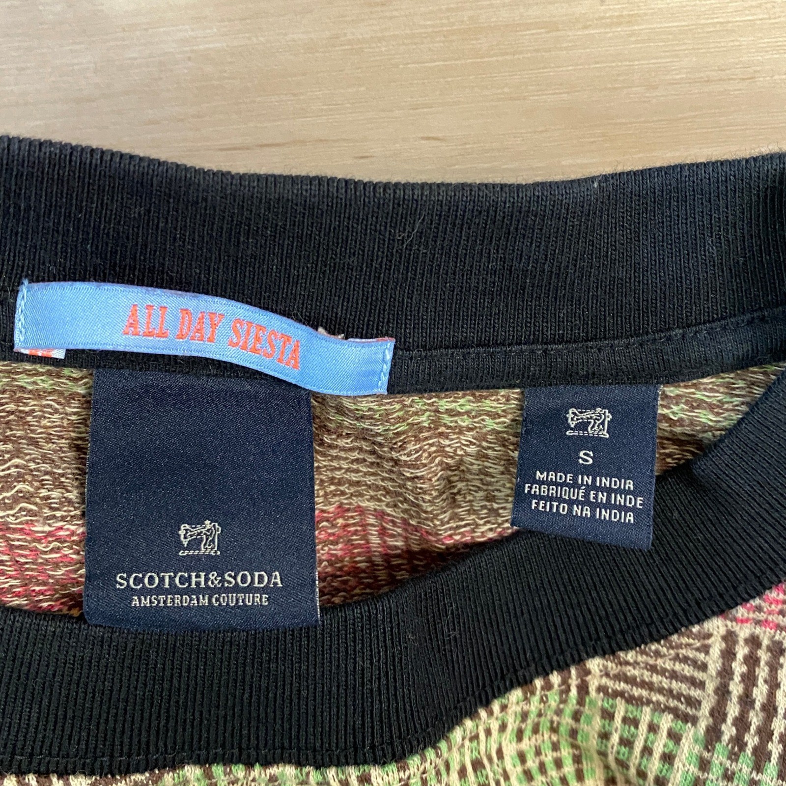 Scotch & Soda Tee Men Small Streetwear 100% Cotton Multi Color Basketweave