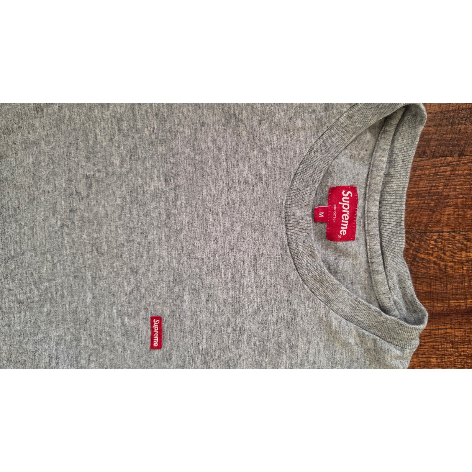 SUPREME Box Tee Heater Gray Small front side Logo Streetwear Cotton T-Shirt szM