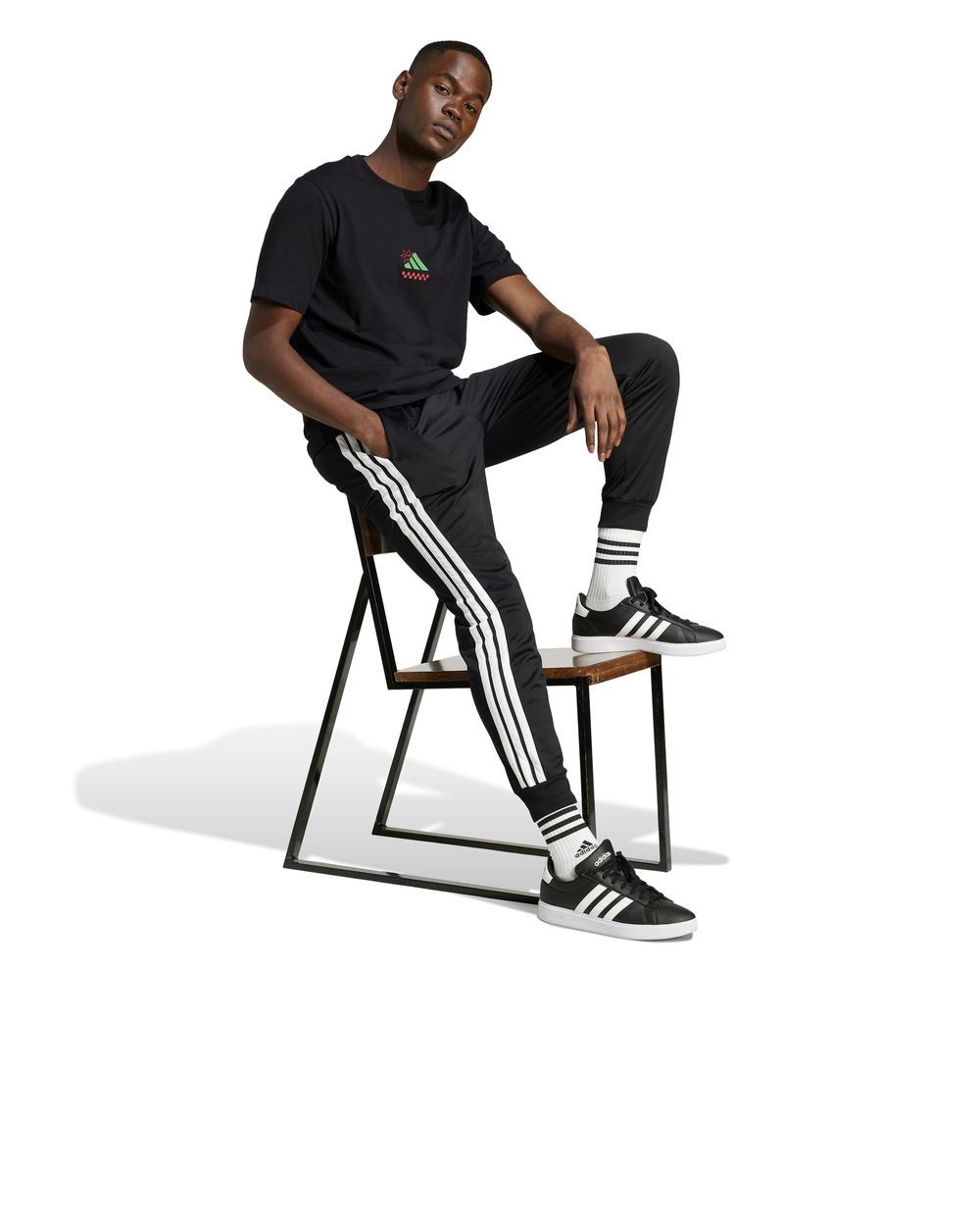 Adidas Black Lounge Pizza Graphic Unisex Jersey T-Shirt