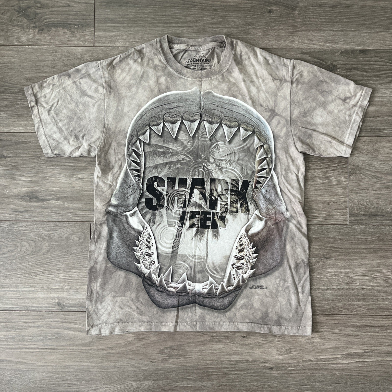 The Mountain Mens S T Shirt Gray Shark Week Short Sleeve