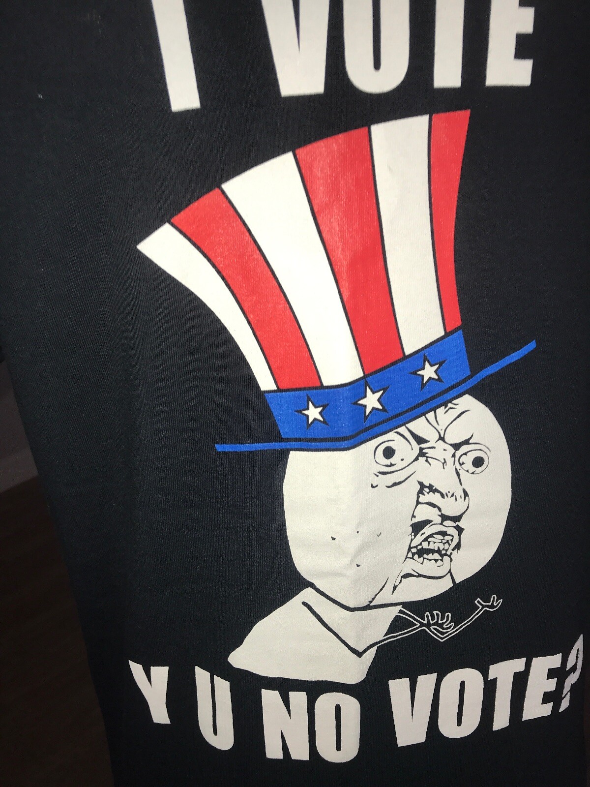 I VOTE Y U NO VOTE FLAG TOP HAT T SHIRT SIZE S Db1