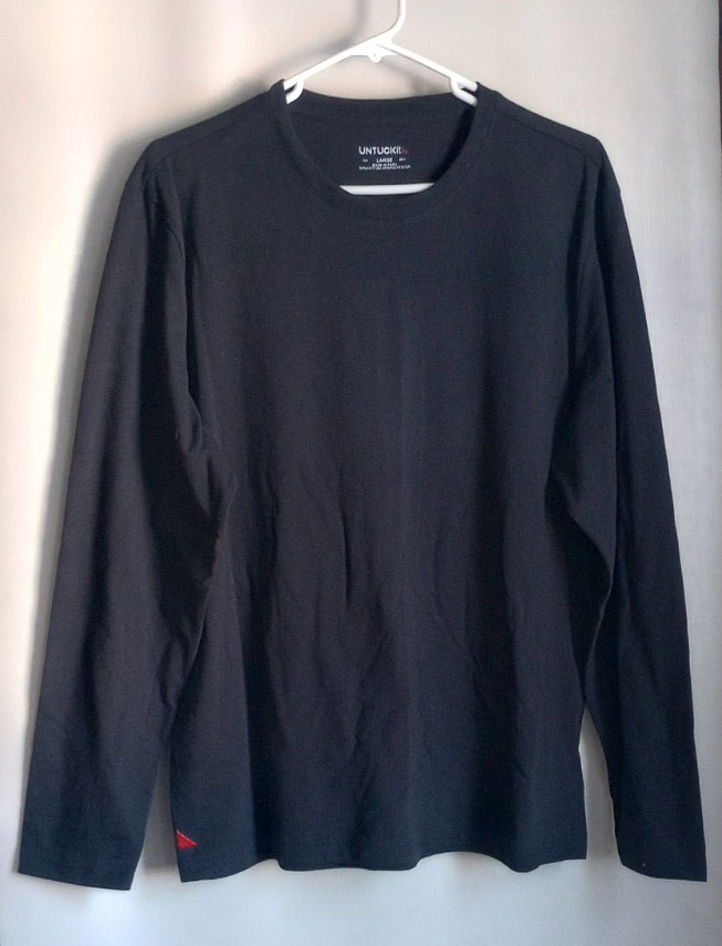 Untuckit Aston Long Sleeve Shirt Mens L Black Soft Fabric Casual Travel Layer