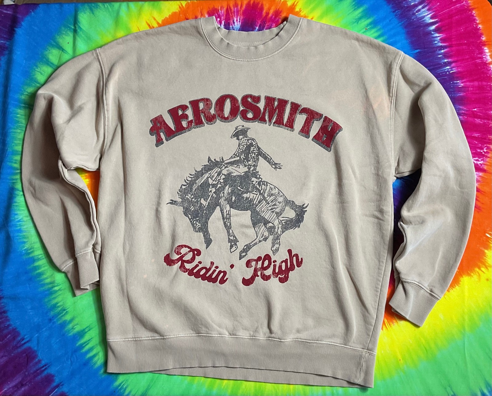 Aerosmith Ridin&rsquo; High Cowboy Sweatshirt Flocked Velvet