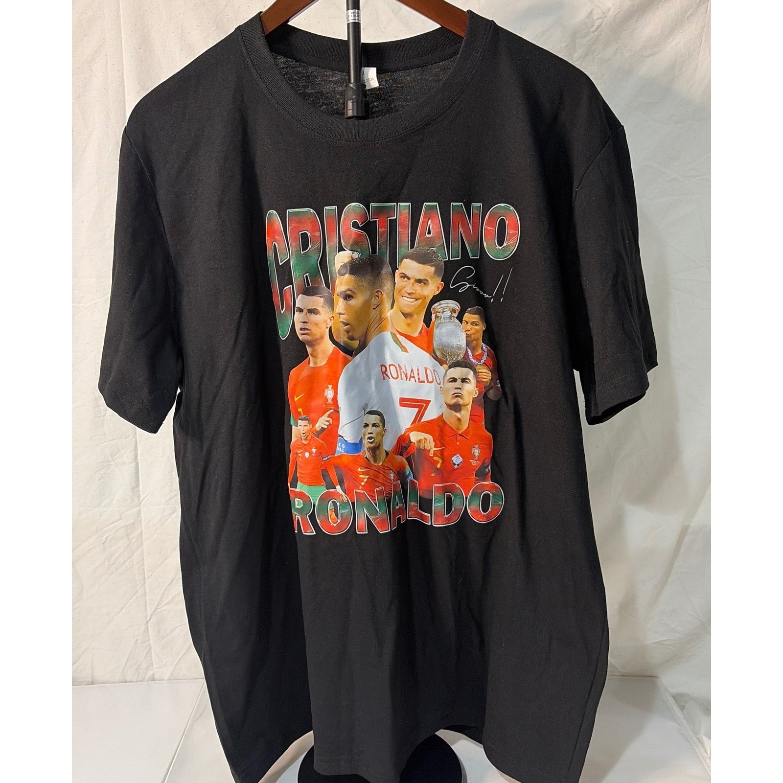 Cristiano Ronaldo Portugal Soccer Graphic Tee Shirt Black XL CR7 Bootleg Style