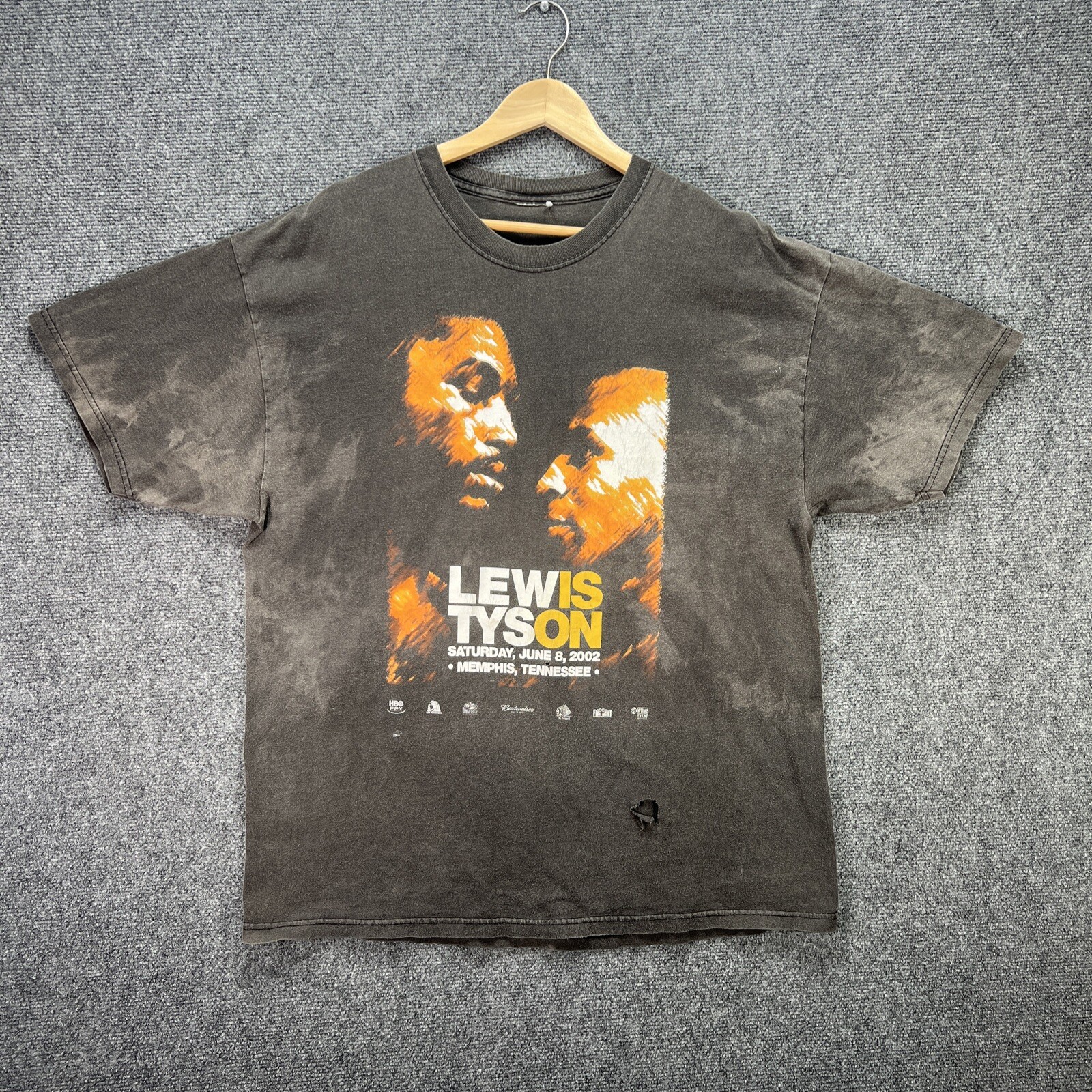 Vintage Mike Tyson Shirt Mens XL Black Lewis UFC Boxing Wrestling Faded Y2K