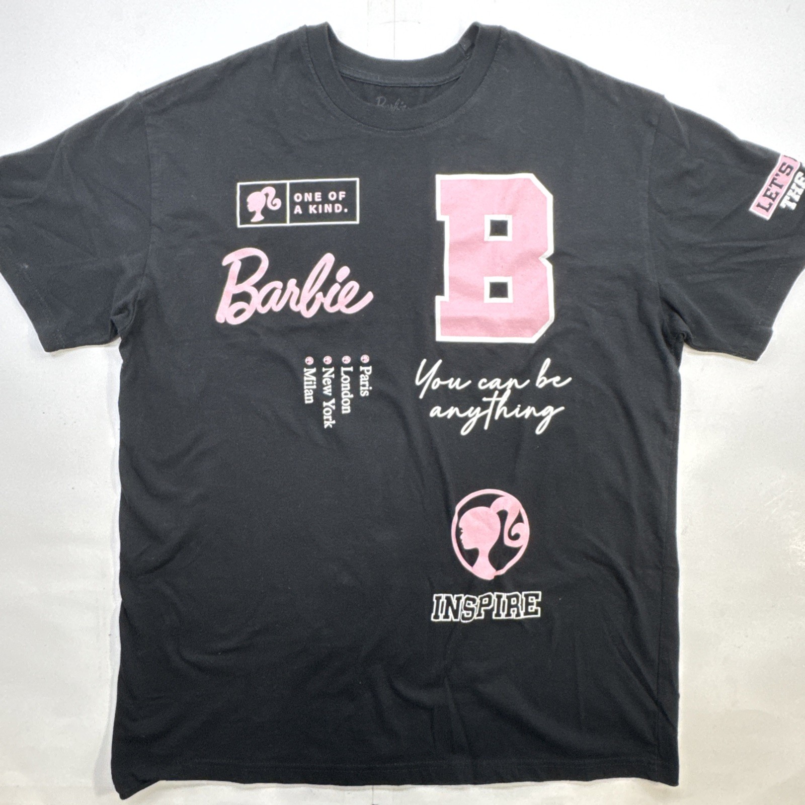 Size MEDIUM Unisex Barbie Tshirt Black Pink The Movie One Of A Kind Inspire