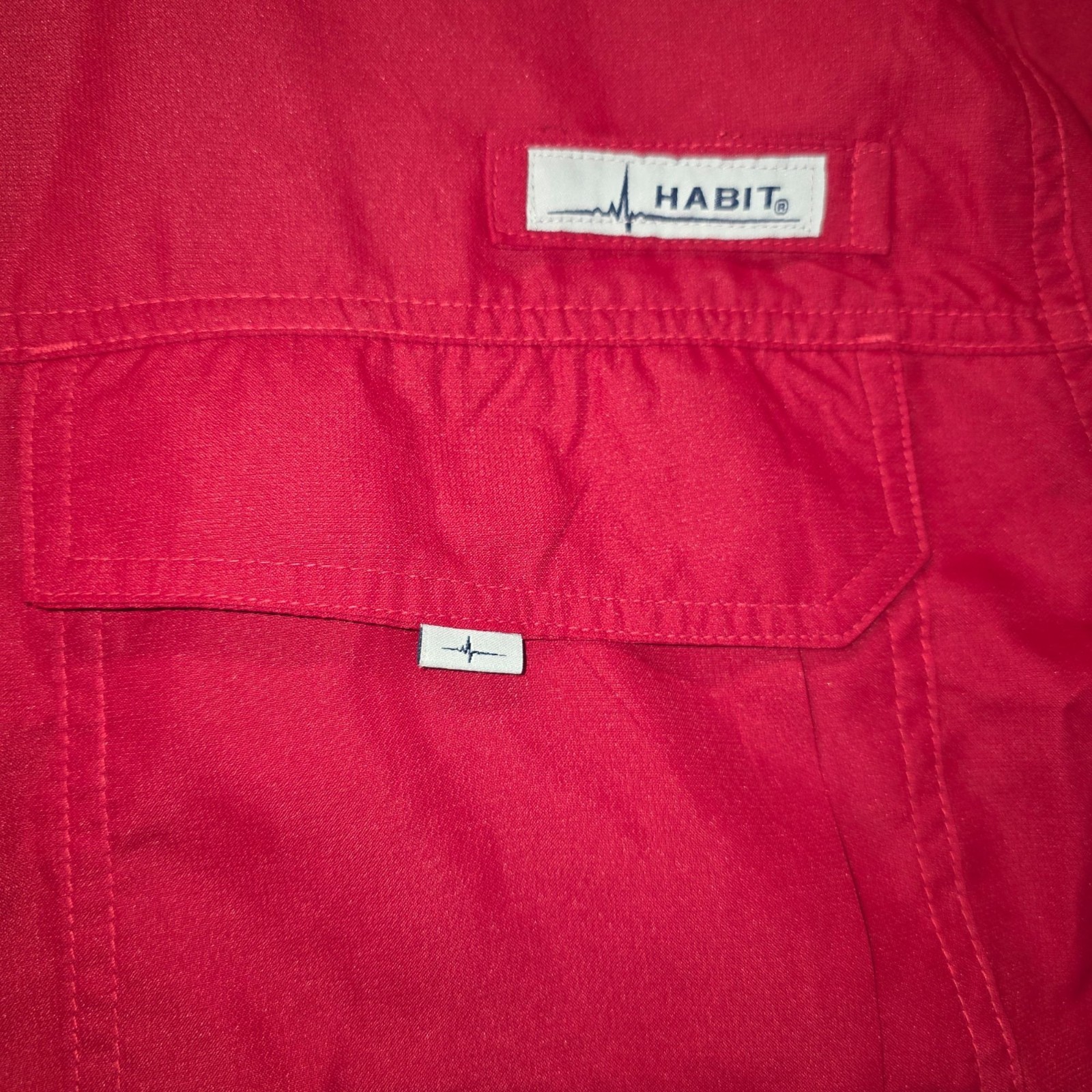 Habit Mens Fishing Shirt 2XL Red Short Sleeve Outdoor Campcore UPF 40+ Hike Gorp