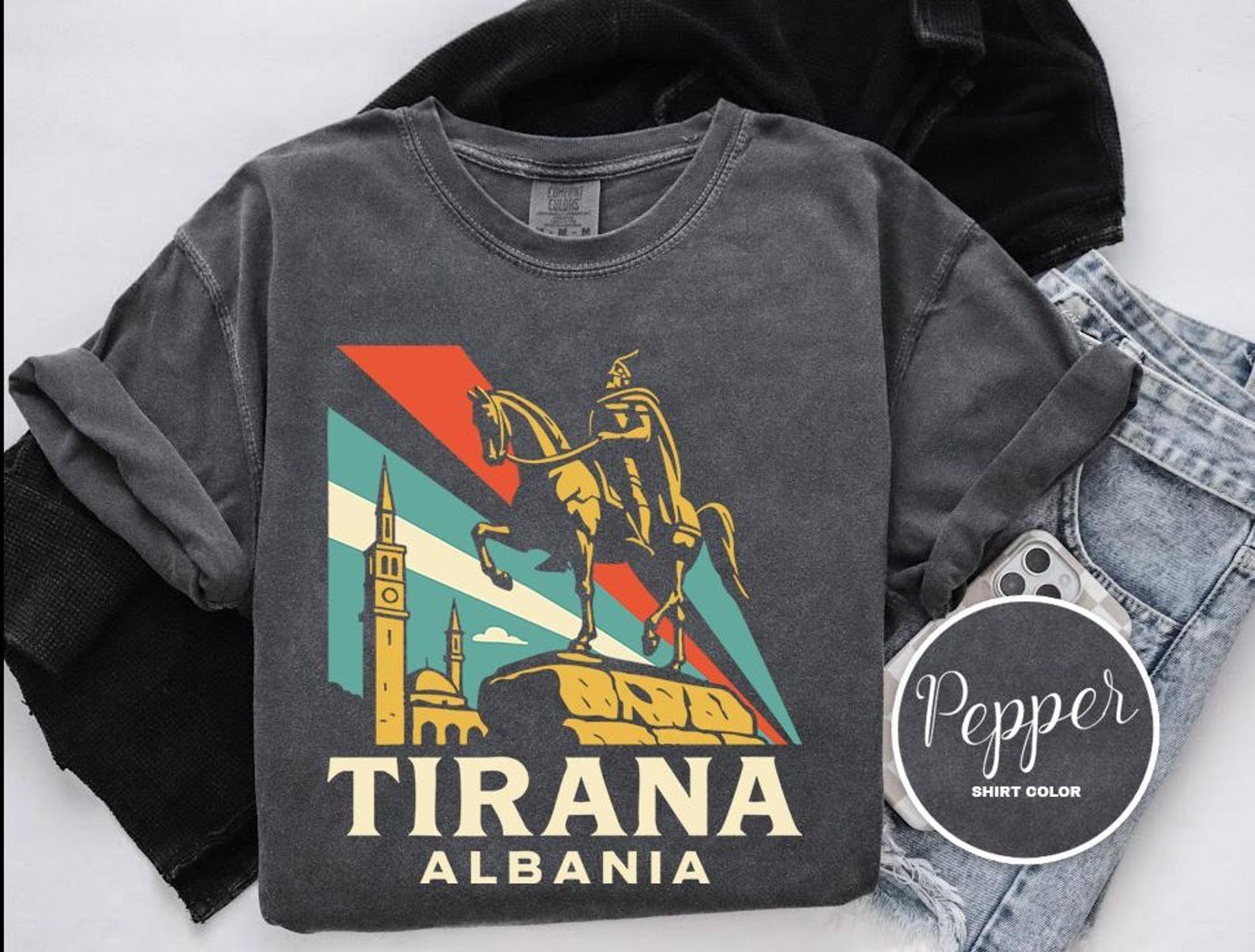 Vintage Tirana Albania Shirt Travel Gift Albania Trip Lover Tee