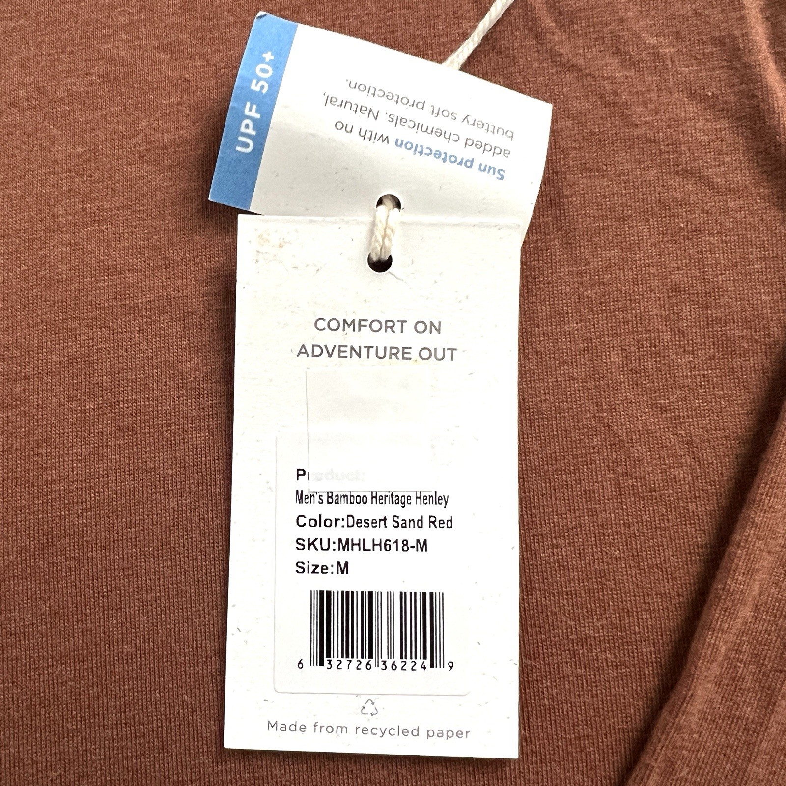 NWT Free Fly Men Desert Sand Red Bamboo Heritage Henley Long Sleeve Shirt Top M