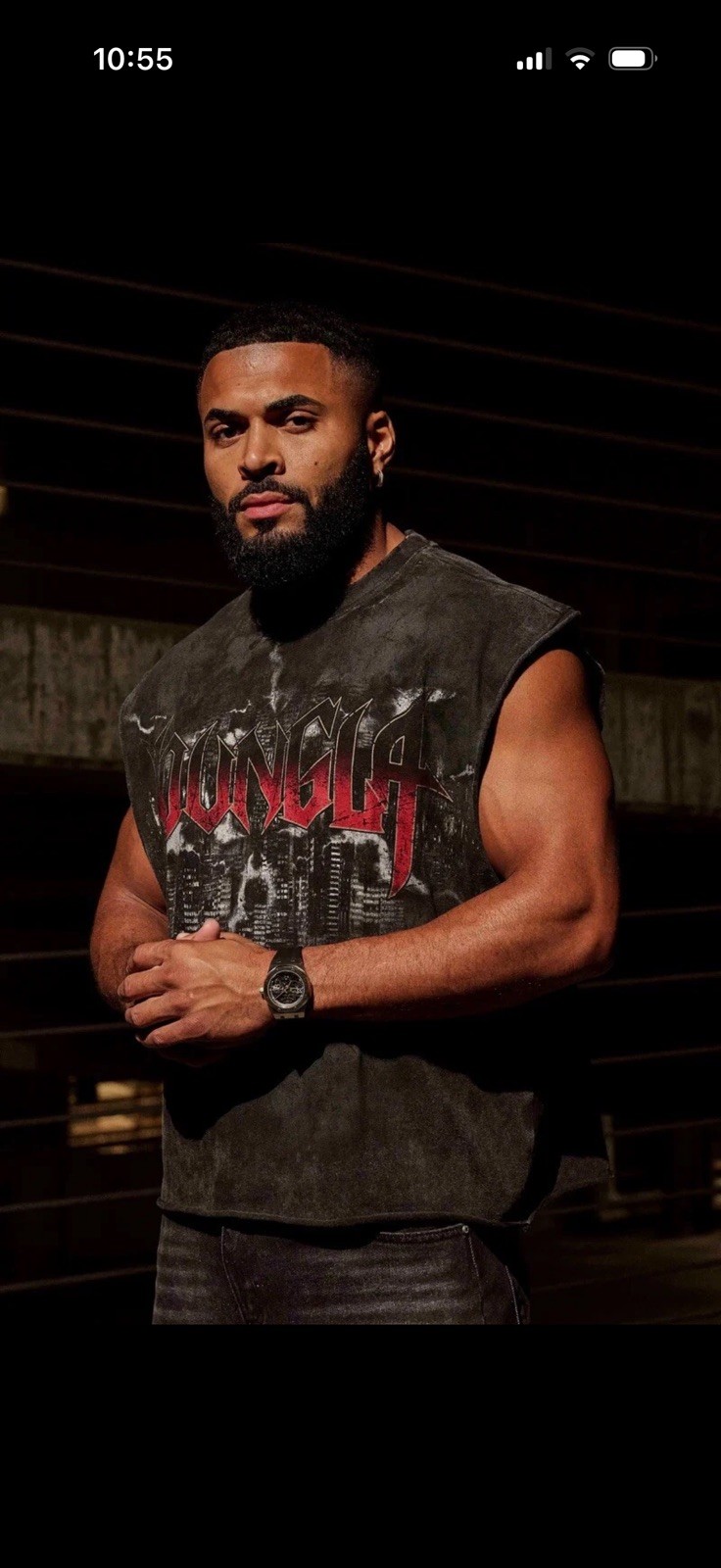 Youngla Men’s 3046 Dark Knight Tank Black Wash Small