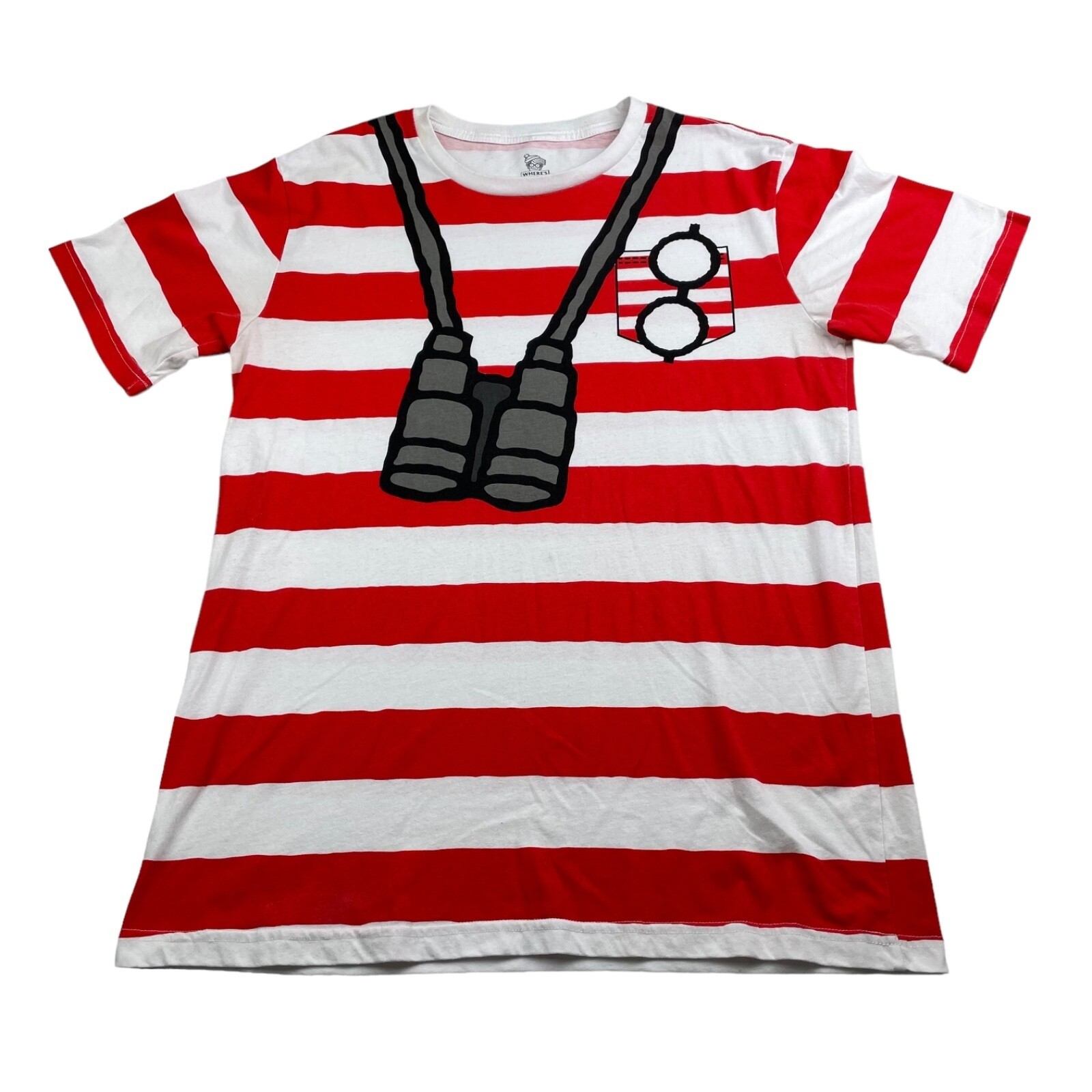 Where&rsquo;s Waldo Men&rsquo;s Red & White Stripe S/S T-Shirt • Medium