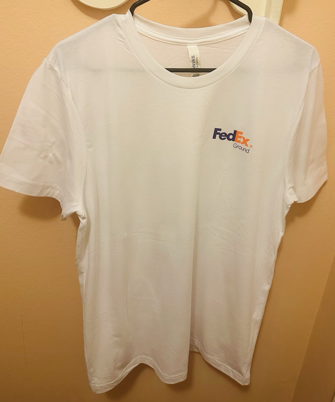 Bella+Canvas Men&rsquo;s White FedEx Ground Logo Graphic Crew Neck Cotton Tee L
